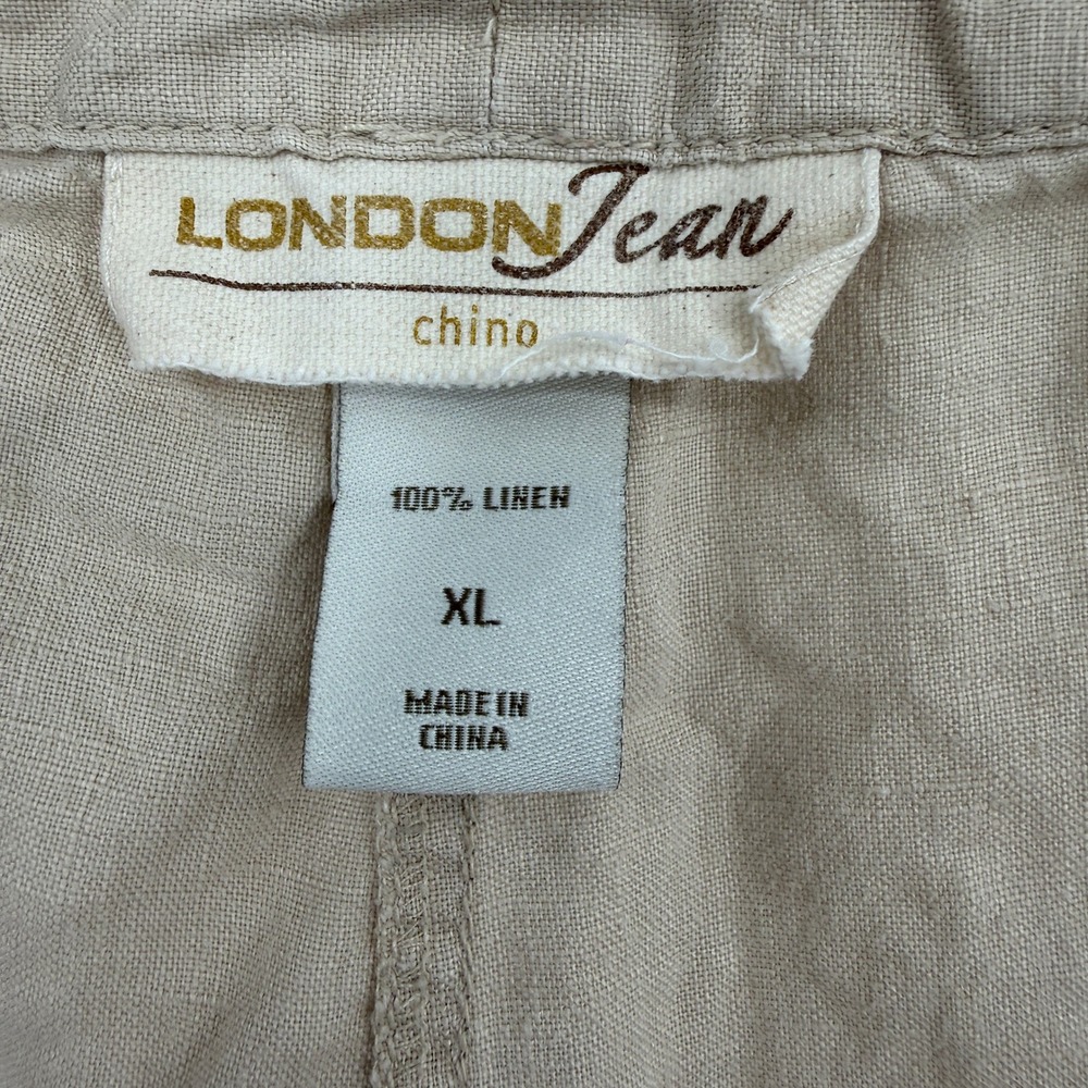 London Jean Linen Pants Womens XL Beige Drawstring Wide Leg Chino Boho - Picture 7 of 9